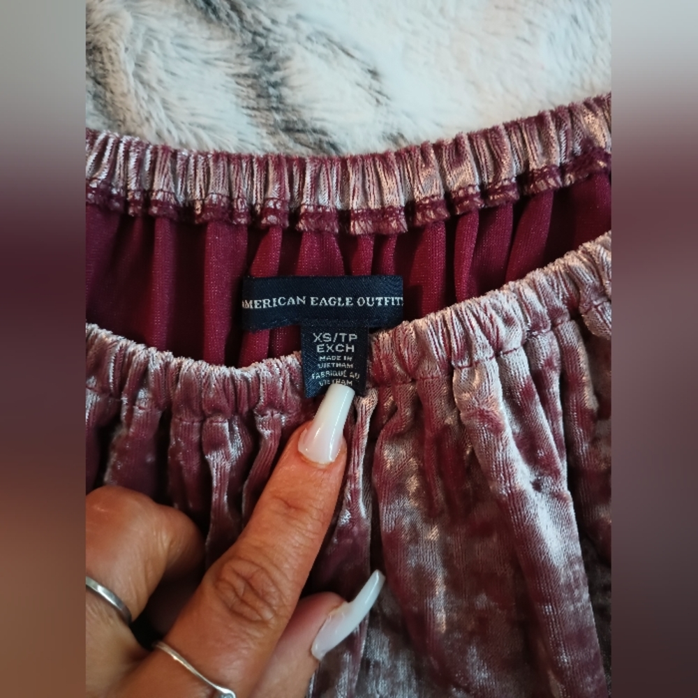 American Eagle Pink Velvet Shirt